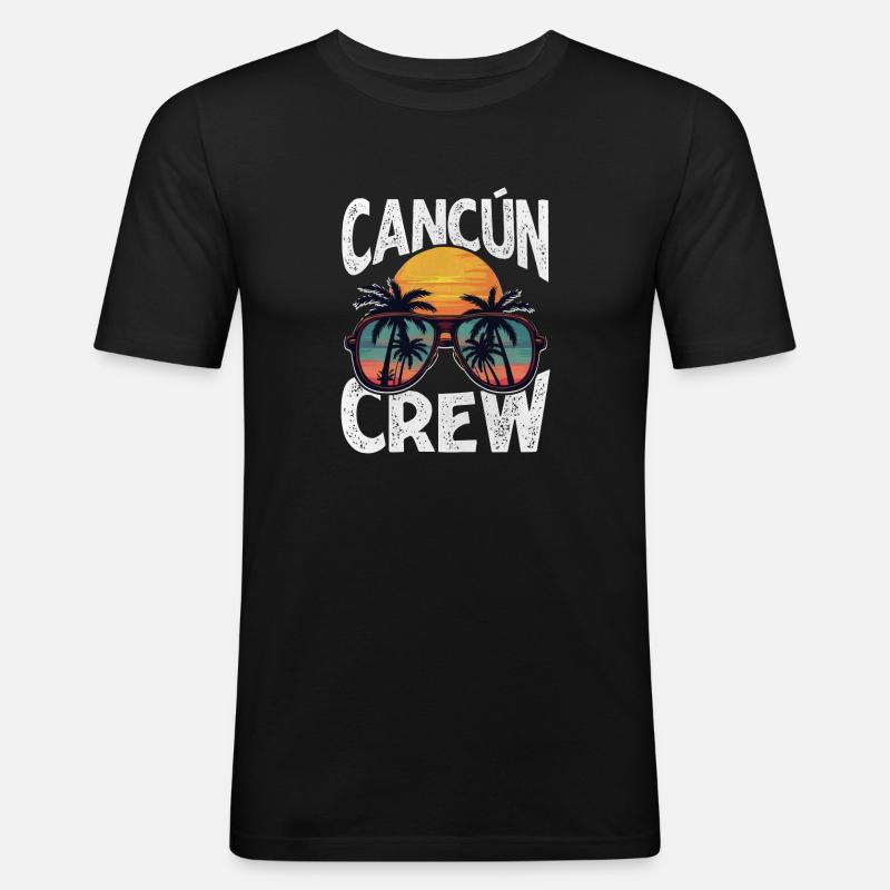Cancun Crew - Männer Slim Fit T-Shirt - Schwarz