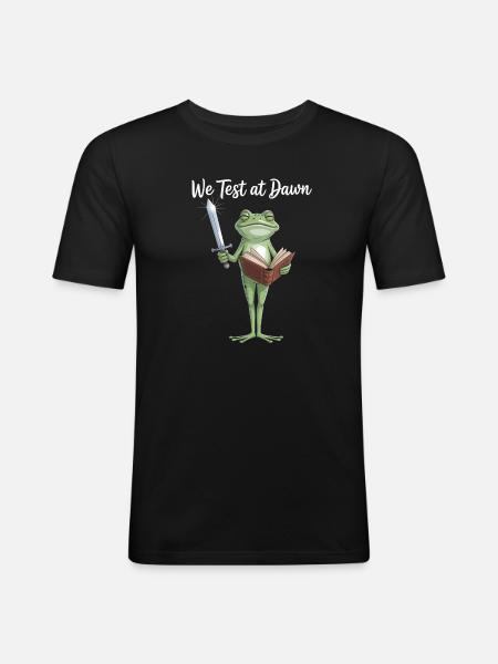 Frog Knight Reading Sword - Men's Slim Fit T-Shirt - black