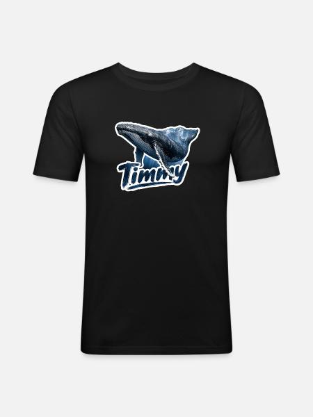 Timmy der Buckelwal – Ostsee-Fan - Männer Slim Fit T-Shirt - Schwarz