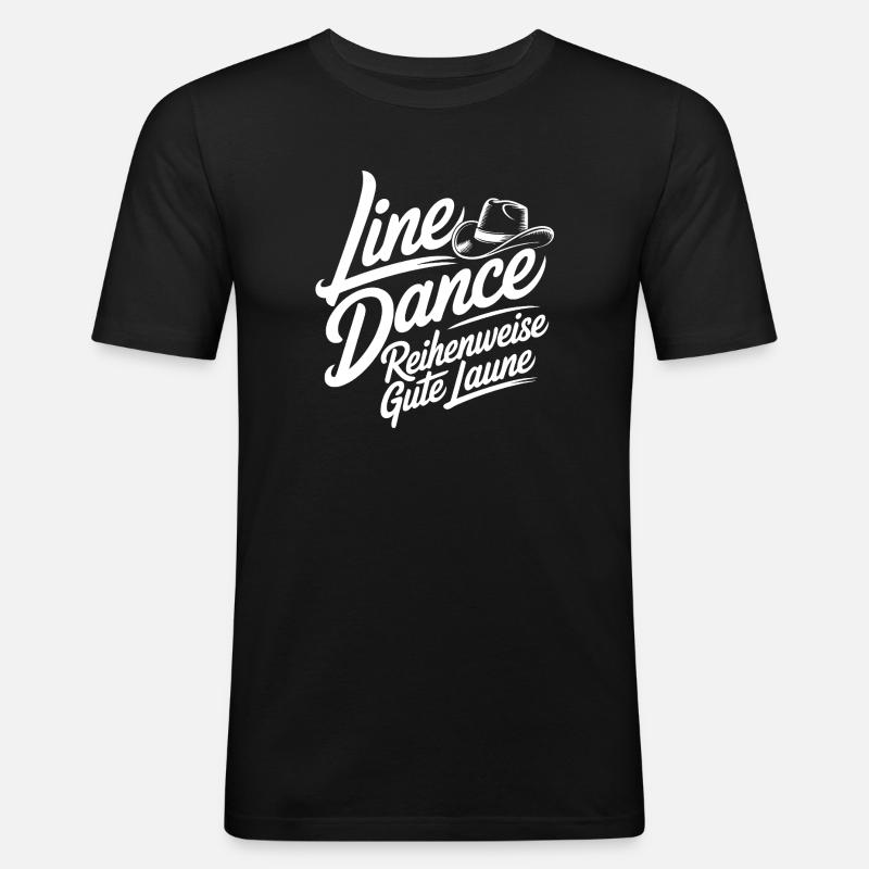 Line Dance Gute Laune - Männer Slim Fit T-Shirt - Schwarz