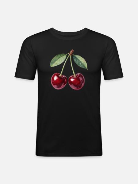 Cherries - Men's Slim Fit T-Shirt - black