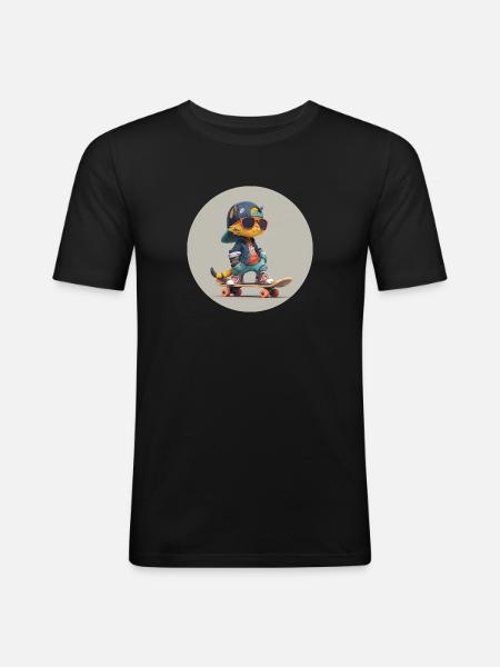skater cat - Men's Slim Fit T-Shirt - black