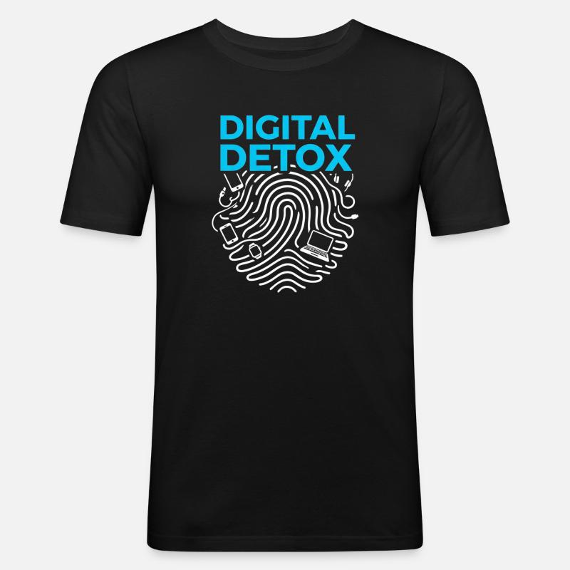 Digital Detox - Männer Slim Fit T-Shirt - Schwarz