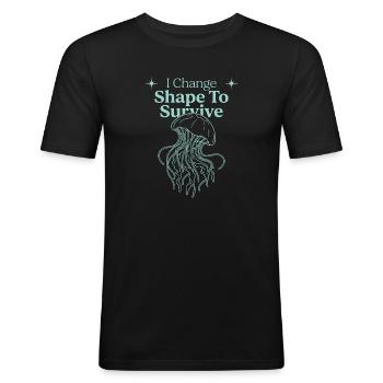 Méduse Océan Méduse Fluide Douce Marine - T-shirt près du corps Homme - noir - Devant - Nik (191cm)