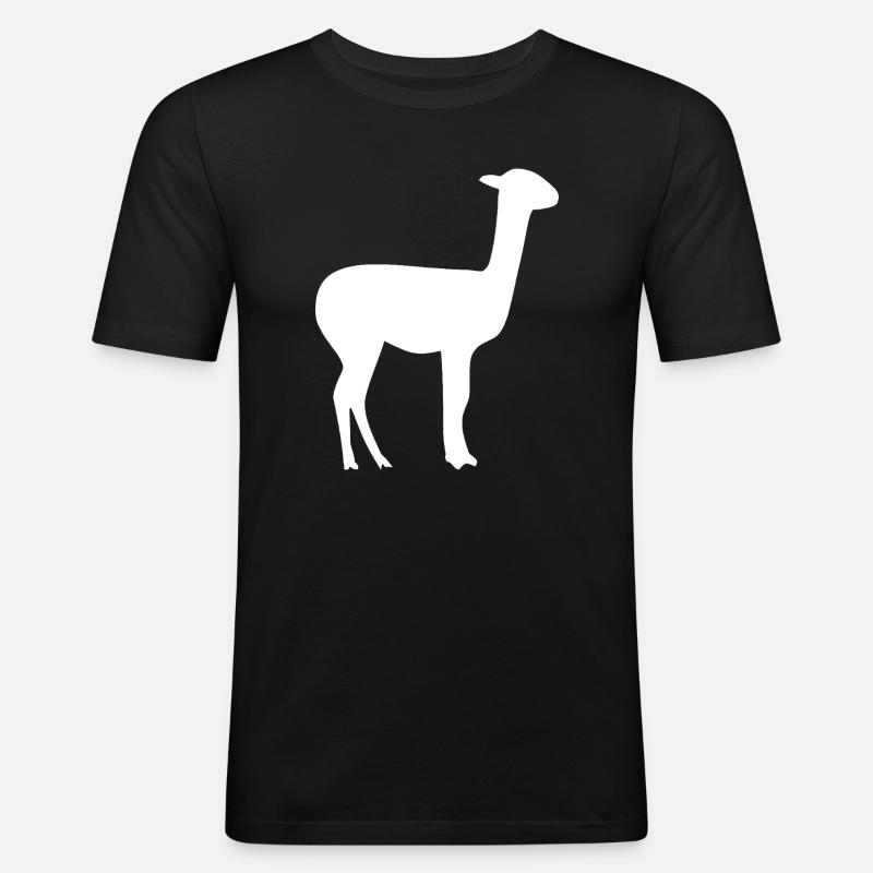 Lama - Männer Slim Fit T-Shirt - Schwarz