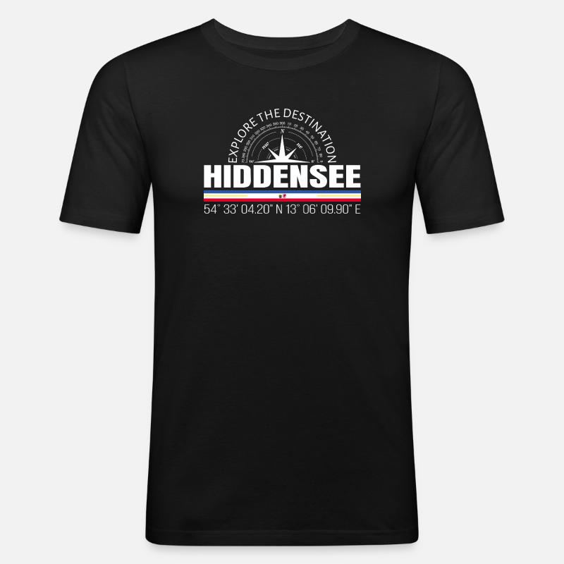 Hiddensee - Männer Slim Fit T-Shirt - Schwarz