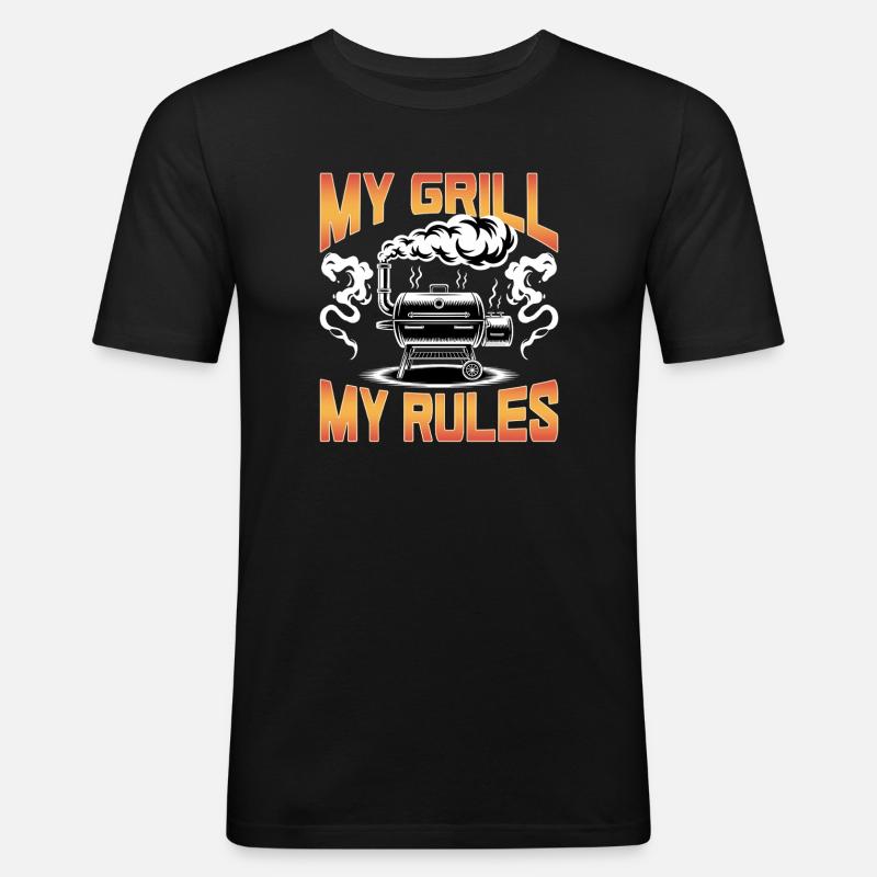 BBQ Grilling Meat Smoking Barbecue - Männer Slim Fit T-Shirt - Schwarz