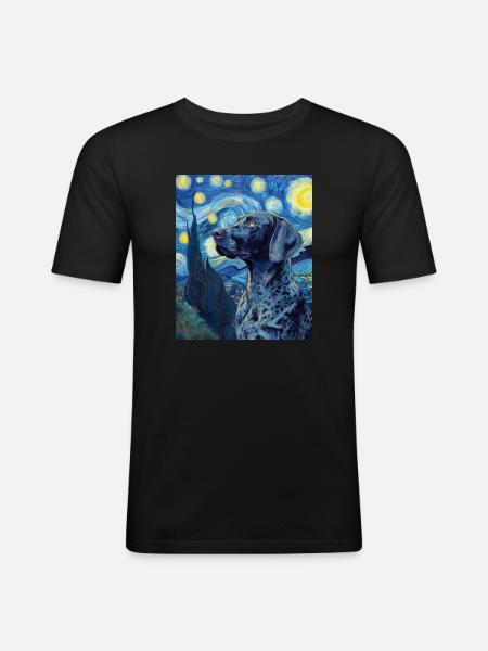 Deutsch Kurzhaar - Männer Slim Fit T-Shirt - Schwarz