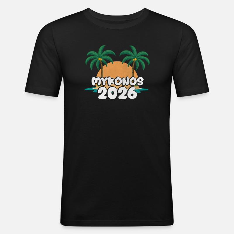 Mykonos 2026 - Männer Slim Fit T-Shirt - Schwarz