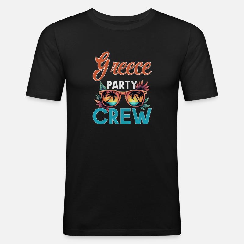 Greece Crew - Männer Slim Fit T-Shirt - Schwarz