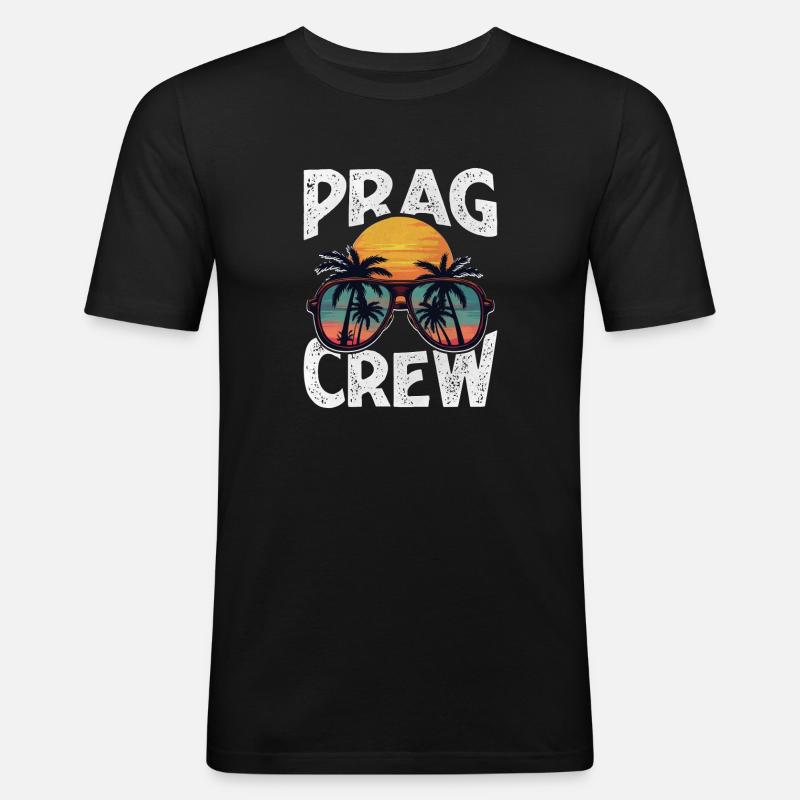 Prag Crew - Männer Slim Fit T-Shirt - Schwarz