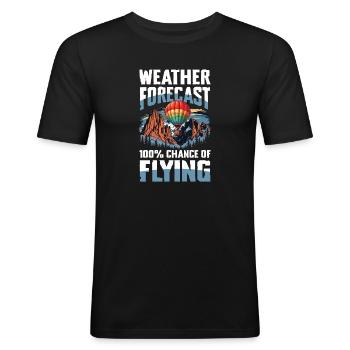 Prévisions météo : 100 % de chances de voler - T-shirt près du corps Homme - noir - Devant - Nik (191cm)