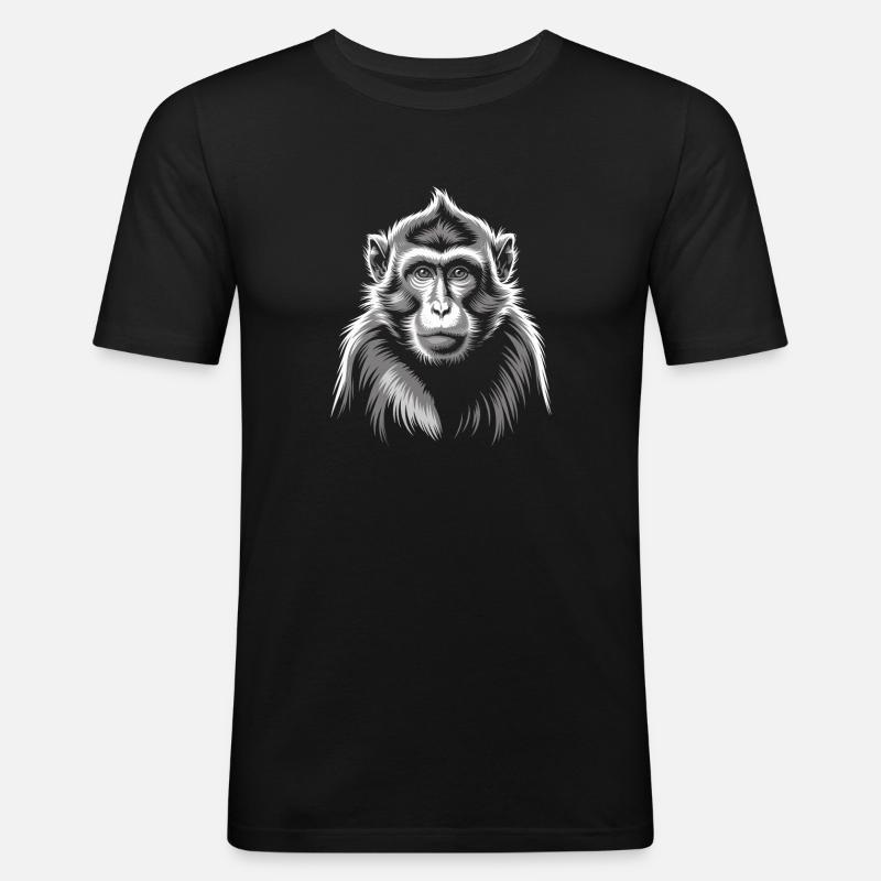 Grauer Affe - Männer Slim Fit T-Shirt - Schwarz