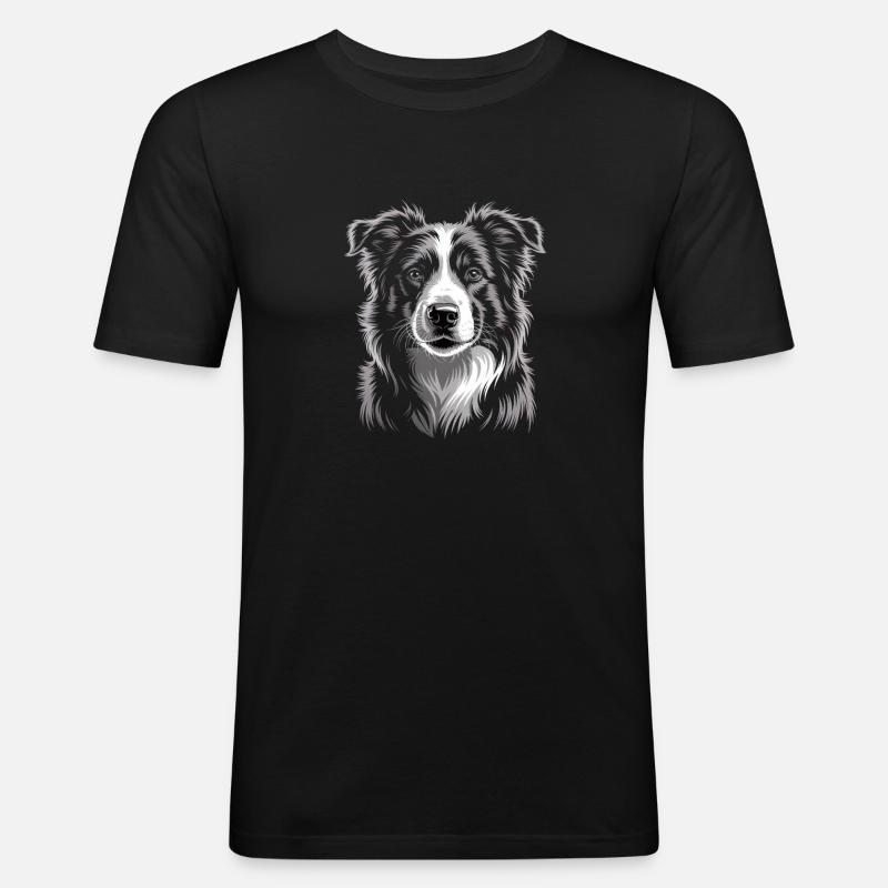 Boder Collie - Männer Slim Fit T-Shirt - Schwarz