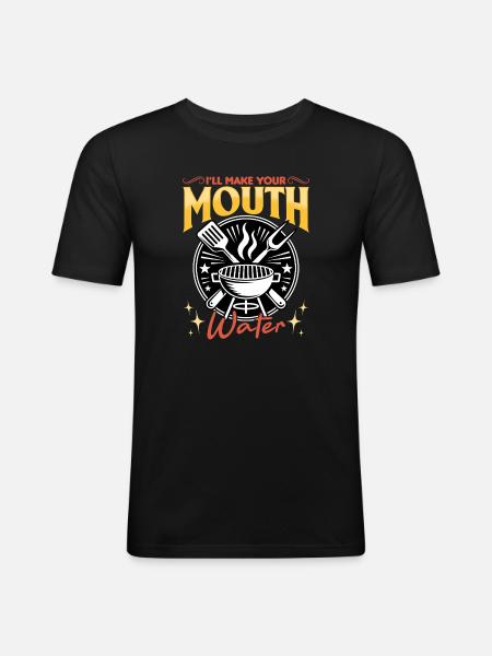 BBQ Grilling Meat Smoking Barbecue - Men's Slim Fit T-Shirt - black