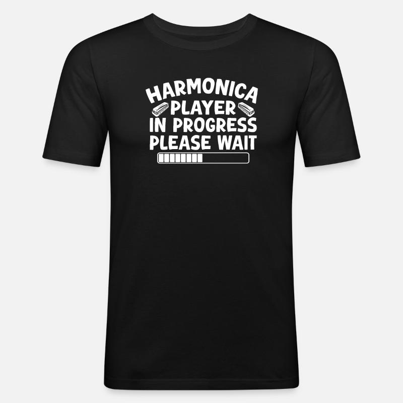 Harmonica Musican In Progress Harmonica - Männer Slim Fit T-Shirt - Schwarz