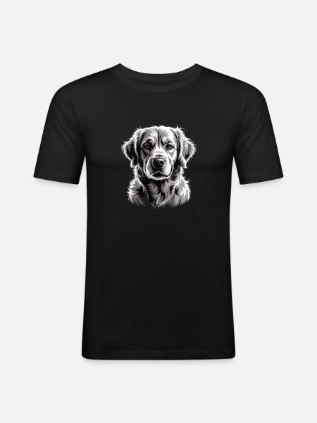 Golden retriever - T-shirt près du corps Homme - noir