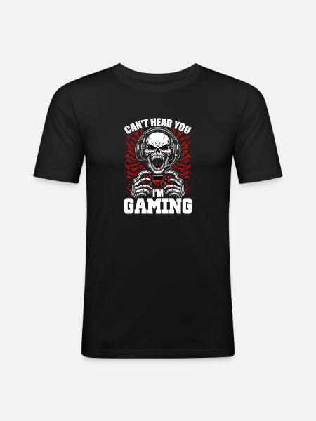 Skull with Gaming Controller Gamer Gaming - Men's Slim Fit T-Shirt - black