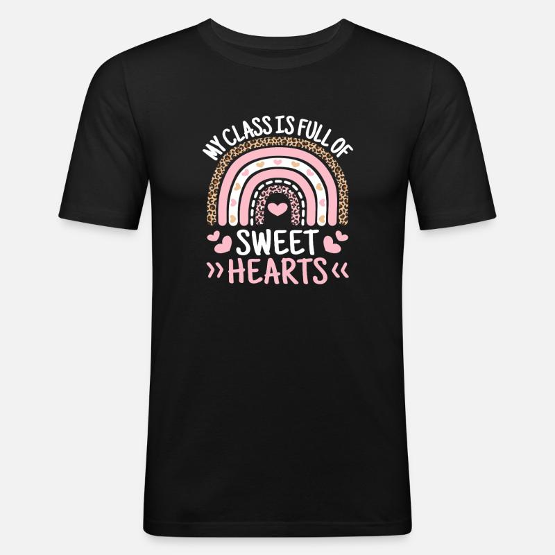 Sweet Hearts Rainbow Leopard Class - Men's Slim Fit T-Shirt - black