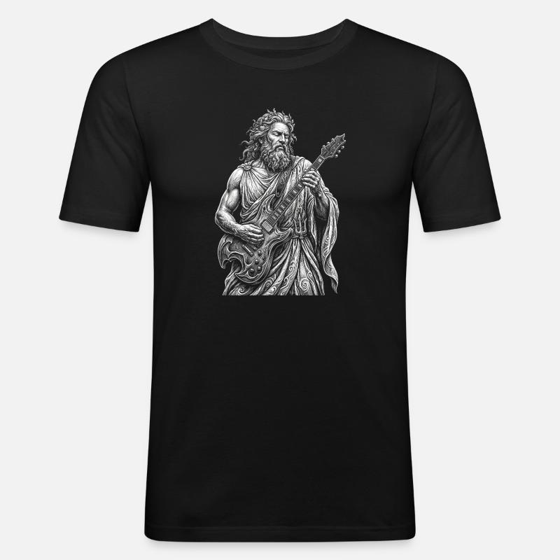 Poseidon spielt Gitarre - Männer Slim Fit T-Shirt - Schwarz