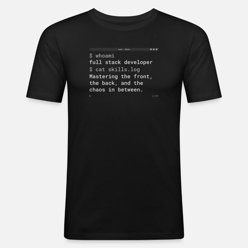 Full Stack Developer Terminal Design - Männer Slim Fit T-Shirt - Schwarz