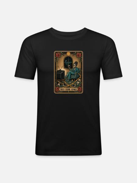 True-Crime-Junkie Tarotkarten-Rätsel - Männer Slim Fit T-Shirt - Schwarz