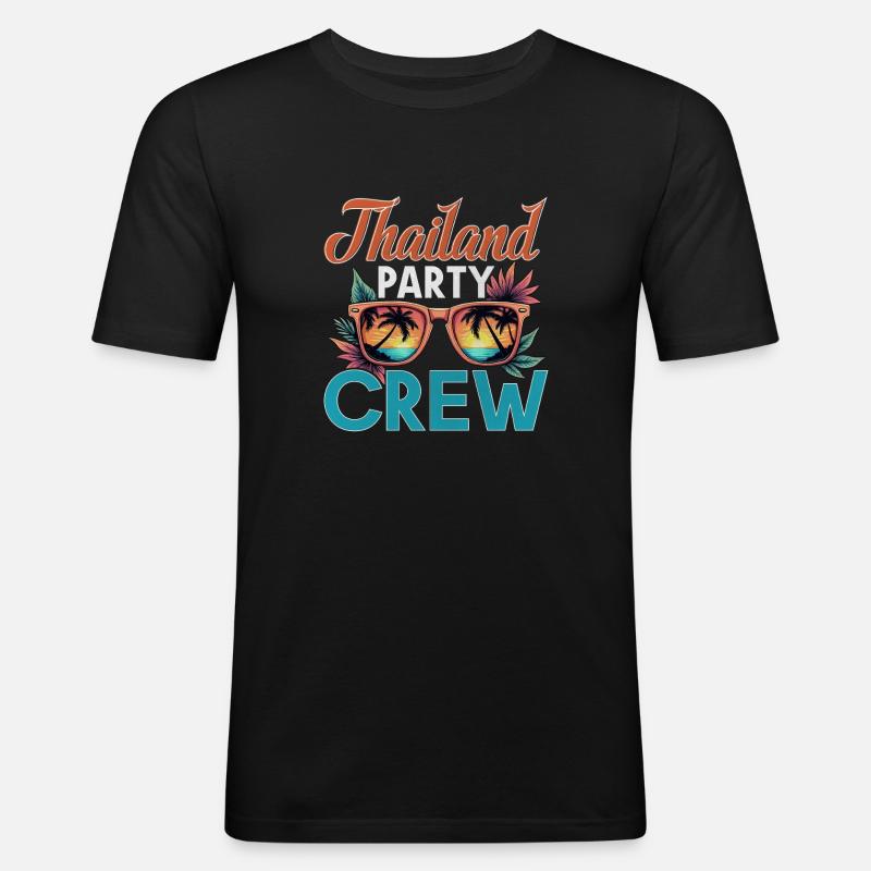Thailand Crew - Männer Slim Fit T-Shirt - Schwarz