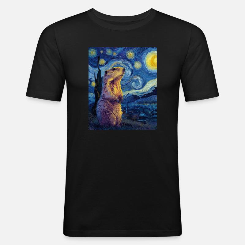 Murmeltier - Männer Slim Fit T-Shirt - Schwarz