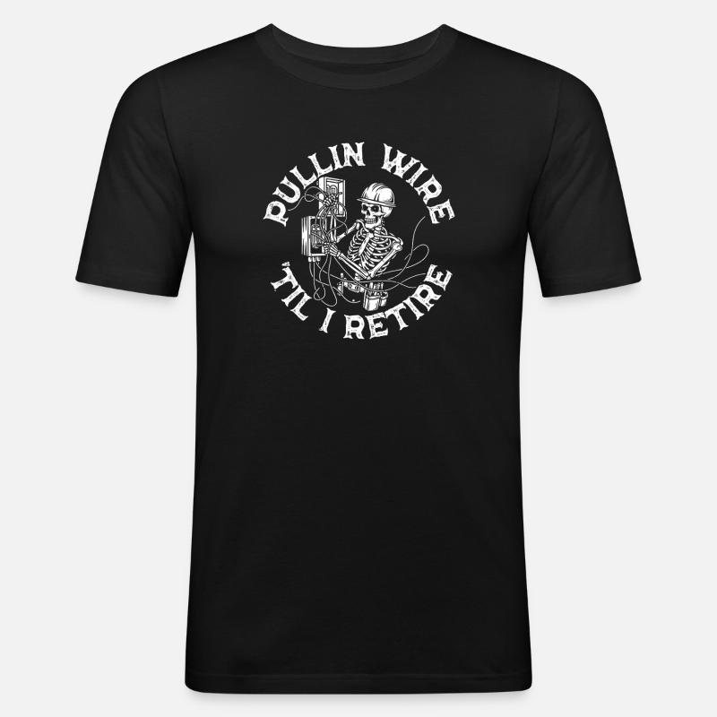 Skelett Technik Drahtwerk Elektriker Pullin Wire - Männer Slim Fit T-Shirt - Schwarz