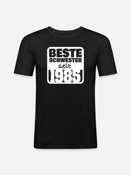 Schwester 1985 - Männer Slim Fit T-Shirt - Schwarz