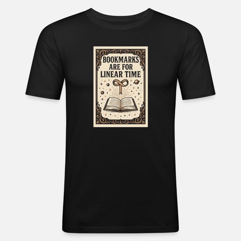 Linear Time Bookmarks | Sci-Fi Book - Men's Slim Fit T-Shirt - black