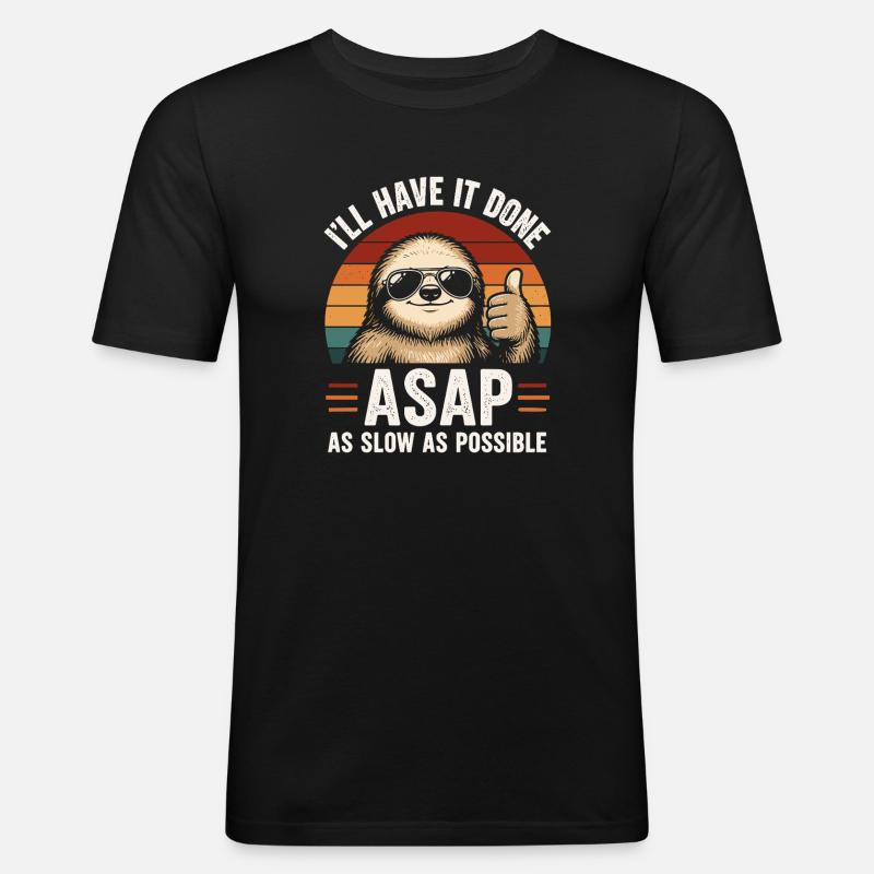 Slow As Possible Sloth Retro - Men's Slim Fit T-Shirt - black