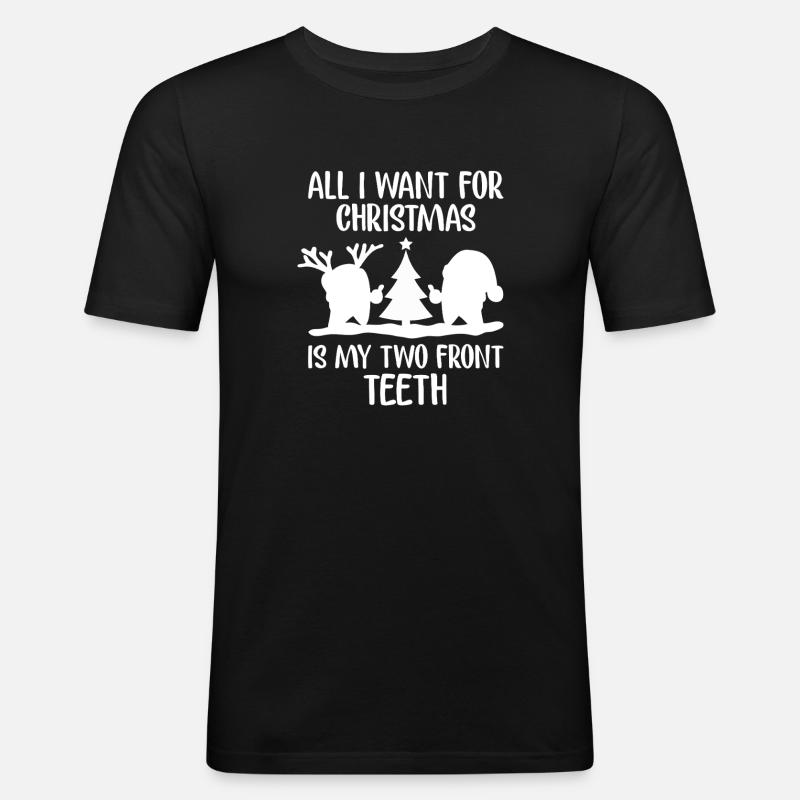 Two Front Teeth Christmas Tee - Men's Slim Fit T-Shirt - black