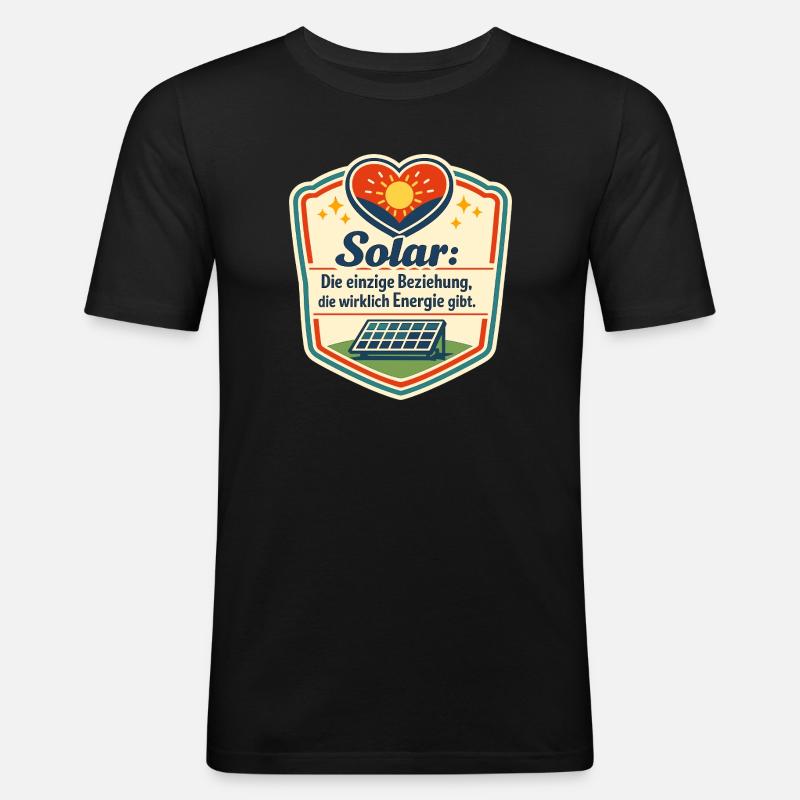 Solarliebe: Energie durch Liebe - Männer Slim Fit T-Shirt - Schwarz