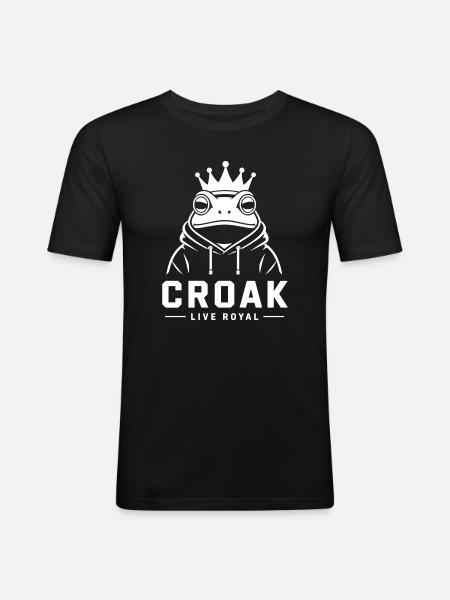 ROYAL ⚜️ CROAK - Männer Slim Fit T-Shirt - Schwarz
