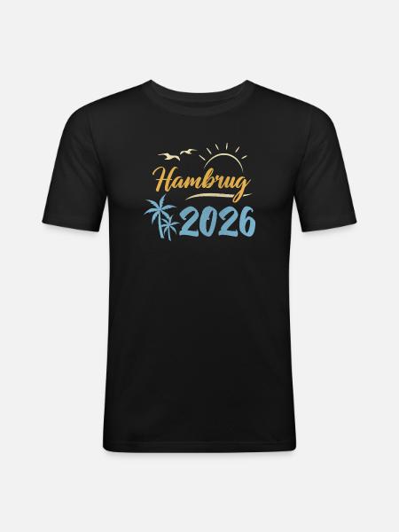 Hamburg 2026 - Männer Slim Fit T-Shirt - Schwarz