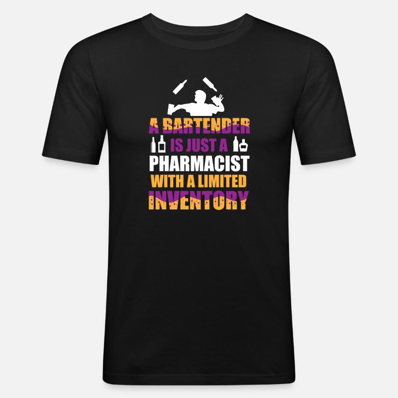 Barkeeper Kellner bartender Barmann - Männer Slim Fit T-Shirt - Schwarz