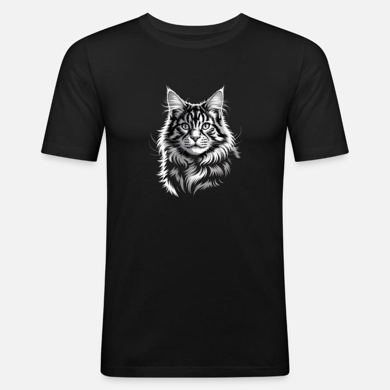 Maine Coon - Männer Slim Fit T-Shirt - Schwarz