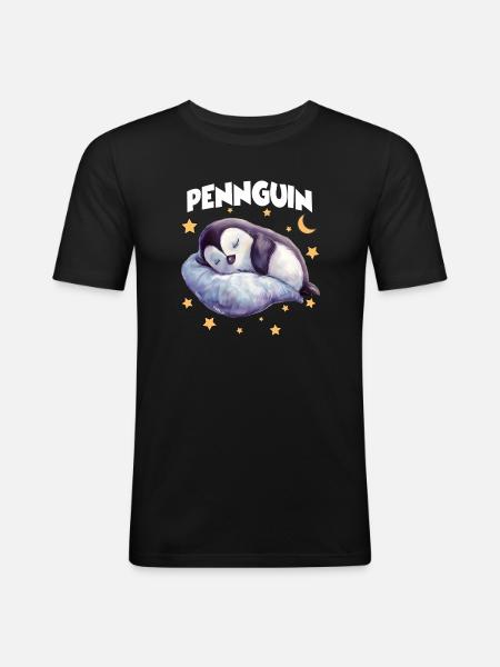 PennguinPinguin Pyjama Pennguin Langschläfer - Männer Slim Fit T-Shirt - Schwarz
