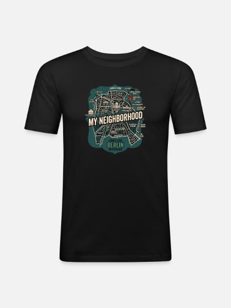 Berlin Meine Nachbarschaft - Männer Slim Fit T-Shirt - Schwarz