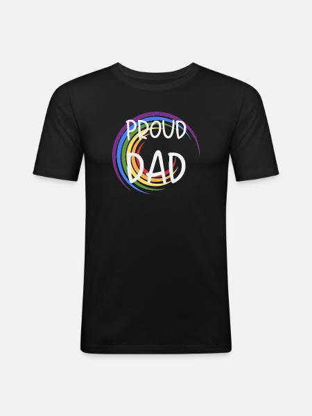 Proud Dad LGBTQ Rainbow Family - Men's Slim Fit T-Shirt - black