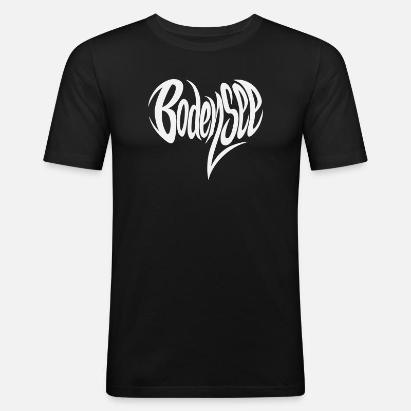 Lake Constance Flowing Lettering - Men's Slim Fit T-Shirt - black
