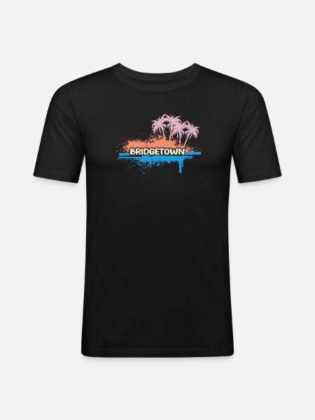 Palm trees Bridgetown - Men's Slim Fit T-Shirt - black