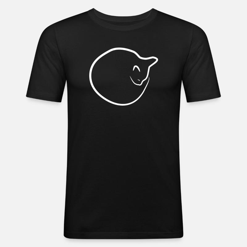 Katze - Männer Slim Fit T-Shirt - Schwarz