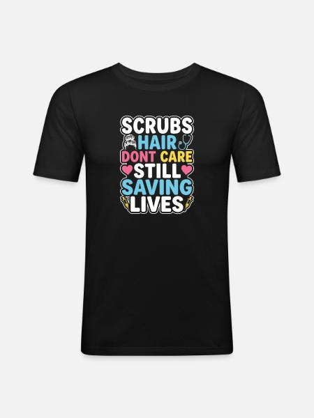 Night Shift Nurse, Tired - Men's Slim Fit T-Shirt - black