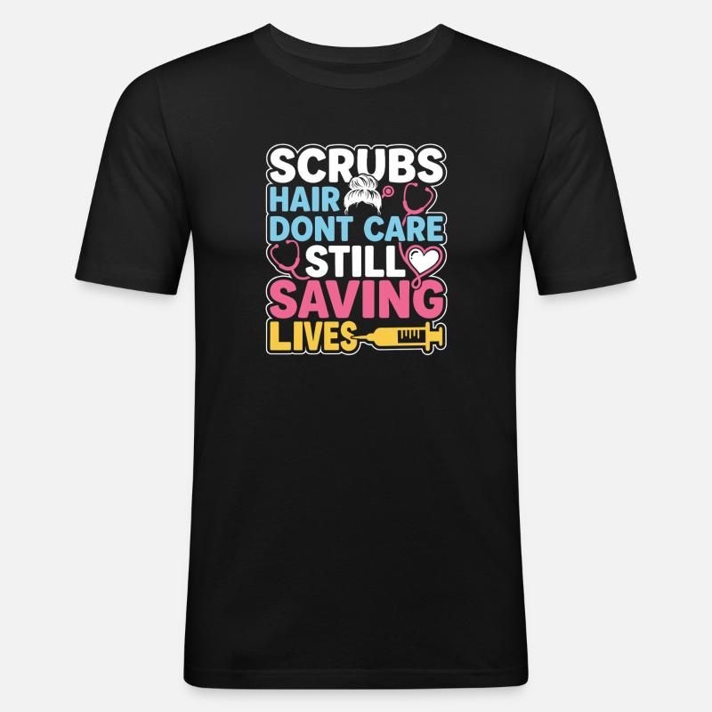 Nachtschicht-krankenschwester, Müde - Männer Slim Fit T-Shirt - Schwarz