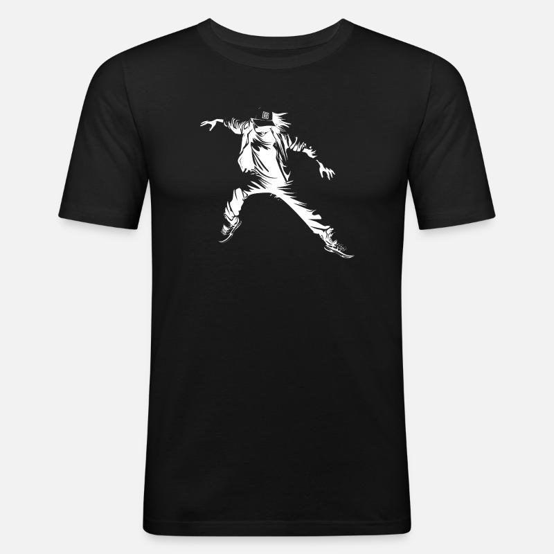 Breakdance Sketch - Männer Slim Fit T-Shirt - Schwarz