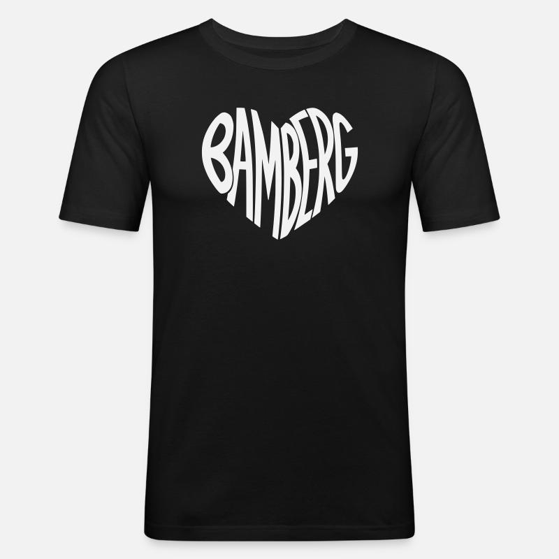 Bamberg Herz Typo - Männer Slim Fit T-Shirt - Schwarz