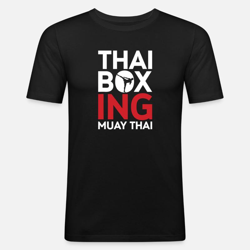 Thai-Boxen-Muay-Thai-Emblem - Männer Slim Fit T-Shirt - Schwarz