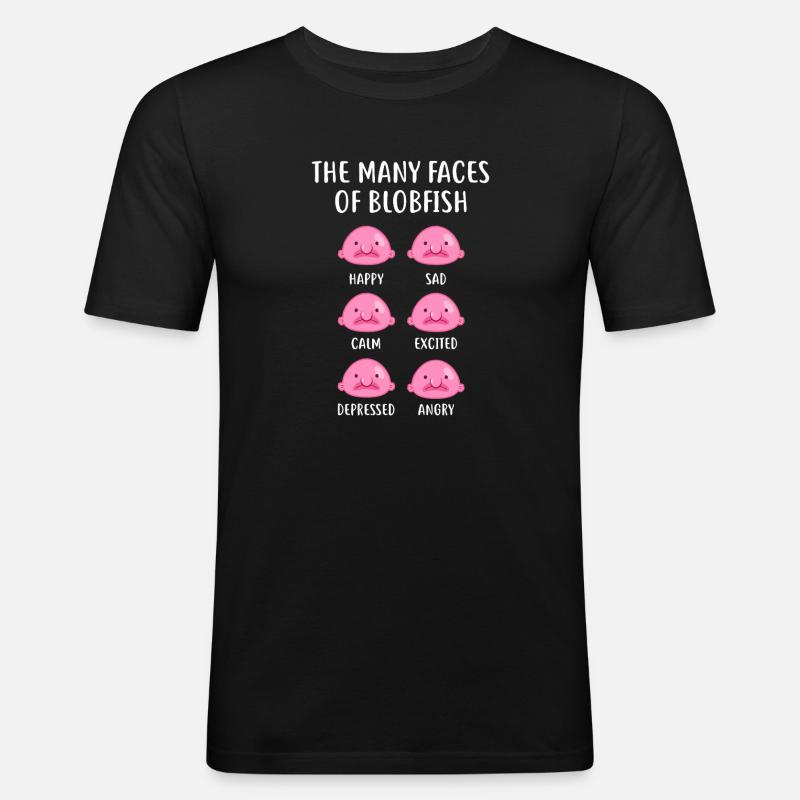 Blobfish Emotionsgitter-Tee-Kunst - Männer Slim Fit T-Shirt - Schwarz